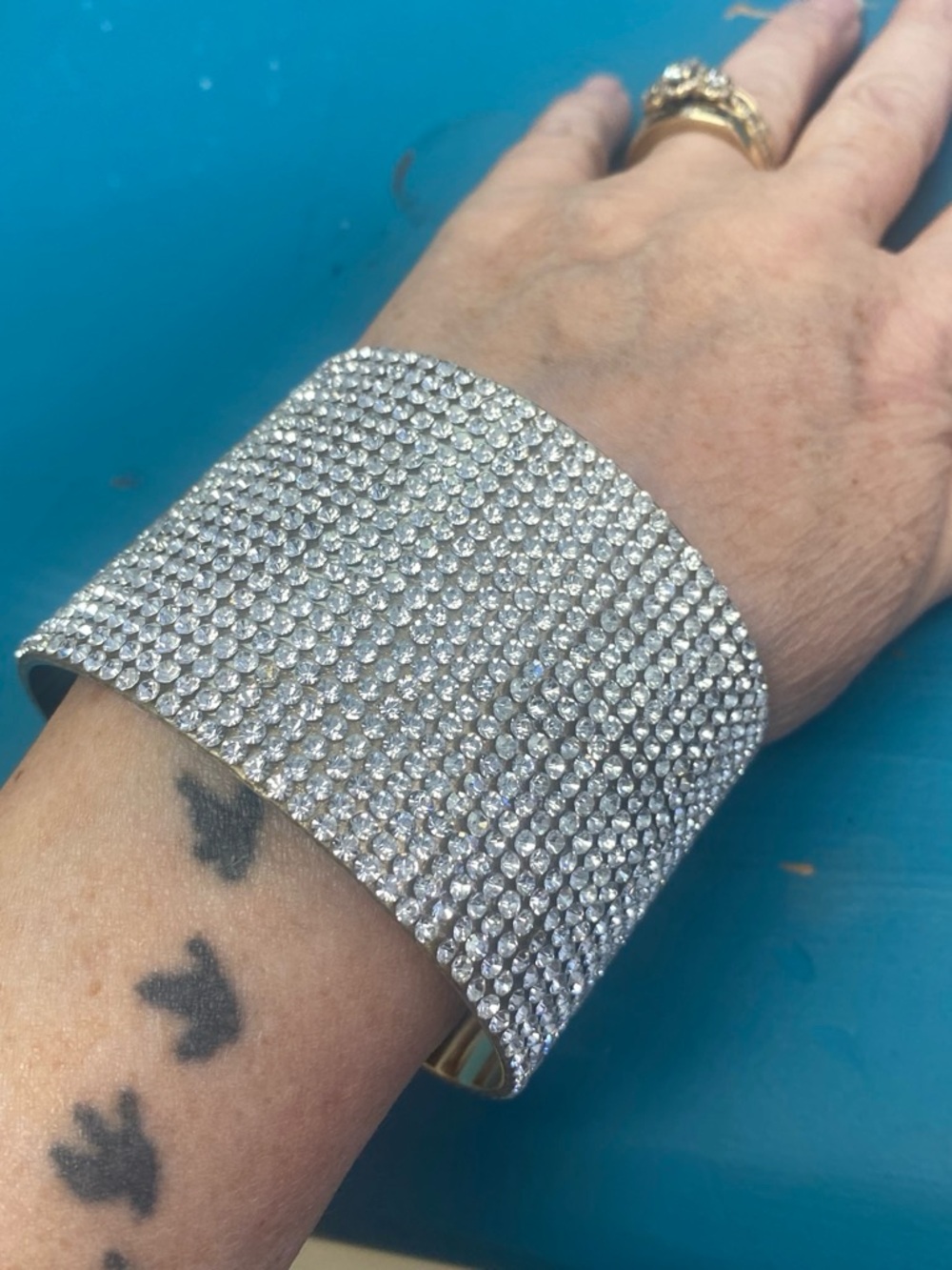 Wide Crystal Pavé Cuff Bracelet - Silver Sparkle